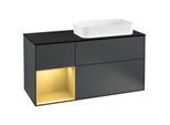 Villeroy und Boch Finion Waschtischunterschrank G272HFHG 120cm, Abdeckplatte black matt, Emotion, Regal links Gold matt, Midnight Blue Matt Lacquer