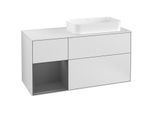 Villeroy und Boch Finion Waschtischunterschrank G271GKMT 120cm, Abdeckplatte white matt, Emotion, Regal links Anthracite matt, White matt lacquer