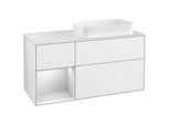 Villeroy und Boch Finion Waschtischunterschrank G271MTGF 120cm, Abdeckplatte white matt, Emotion, Regal links White matt lacquer, Glossy white lacquer