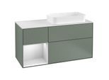 Villeroy und Boch Finion Waschtischunterschrank G271MTGM 120cm, Abdeckplatte white matt, Emotion, Regal links White matt lacquer, Olive Matt Lacquer