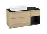Villeroy und Boch Finion Waschtischunterschrank G282PDPC 120cm, Abdeckplatte black matt, Emotion, Regal rechts Black matt lacquer, Oak Veneer