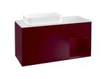 Villeroy und Boch Finion Waschtischunterschrank F281HBHB 120cm, Abdeckplatte white matt, Regal rechts Peony, Peony Matt