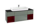 Villeroy und Boch Finion Waschtischunterschrank G212HBGM 160cm, Abdeckplatte black matt, Emotion, Regale Peony matt lacquer, Olive Matt Lacquer