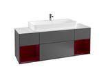 Villeroy und Boch Finion Waschtischunterschrank G211HBGK 160cm, Abdeckplatte white matt, Emotion, Regale Peony matt lacquer, Anthracite matt