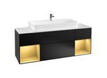 Villeroy und Boch Finion Waschtischunterschrank G211HFPD 160cm, Abdeckplatte white matt, Emotion, Regale Gold matt lacquer, Black matt lacquer