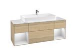 Villeroy und Boch Finion Waschtischunterschrank G211MTPC 160cm, Abdeckplatte white matt, Emotion, Regale White matt lacquer, Oak Veneer