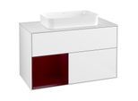 Villeroy und Boch Finion Waschtischunterschrank F241HBGF 100x60,3cm, Abdeckplatte white matt, Regal links Peony, Glossy white lacquer
