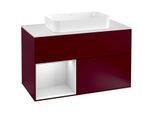 Villeroy und Boch Finion Waschtischunterschrank F241MTHB 100x60,3cm, Abdeckplatte white matt, Regal links White matt lacquer, Peony Matt