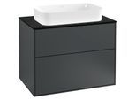Villeroy und Boch Finion Waschtischunterschrank F22200HG 80x60,3cm, Abdeckplatte black matt, Midnight Blue Matt Lacquer