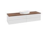 Villeroy und Boch Antao Waschtisch-Unterschrank K25012GF 160x36x50cm, Waschbeckenplattenfarbe warm walnut, glossy white lacquer
