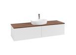 Villeroy und Boch Antao Waschtisch-Unterschrank K36152GF 160x36x50cm, Hahnlochbohrung, Waschbeckenplattenfarbe warm walnut, glossy white lacquer