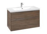 Villeroy und Boch Subway 3.0 Waschtisch-Unterschrank C570L0VH 97,3x57,6x47,8cm, mit LED/Griff Aluminium glänzend, arizona oak