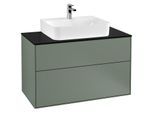 Villeroy und Boch Finion Waschtischunterschrank F10200GM 100x60,3x50,1cm, Abdeckplatte black matt, Olive Matt Lacquer