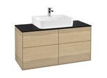 Villeroy und Boch Finion Waschtischunterschrank F13200PC 120x60,3cm, Abdeckplatte black matt, Oak Veneer