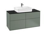 Villeroy und Boch Finion Waschtischunterschrank F13200GM 120x60,3cm, Abdeckplatte black matt, Olive Matt Lacquer