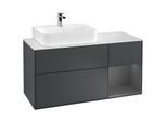 Villeroy und Boch Finion Waschtischunterschrank G151GKHG 120cm, Abdeckplatte white matt, Emotion, Regal links Anthracite matt, Midnight Blue Matt Lacquer