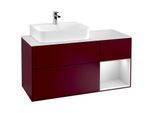 Villeroy und Boch Finion Waschtischunterschrank G151MTHB 120cm, Abdeckplatte white matt, Emotion, Regal links White matt lacquer, Peony Matt