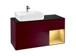 Villeroy und Boch Finion Waschtischunterschrank G152HFHB 120cm, Abdeckplatte black matt, Emotion, Regal links Gold matt, Peony Matt