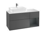 Villeroy und Boch Finion Waschtischunterschrank F151HGGK 120cm, Abdeckplatte white matt, Regal rechts Midnight Blue Matt Lacquer, Anthracite matt