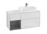 Villeroy und Boch Finion Waschtischunterschrank G141GKMT 120cm, Abdeckplatte white matt, Emotion, Regal links Anthracite matt, White matt lacquer