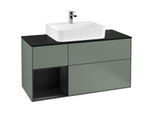 Villeroy und Boch Finion Waschtischunterschrank G162PDGM 120cm, Abdeckplatte black matt, Emotion, Regal links Black matt lacquer, Olive Matt Lacquer