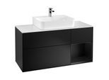 Villeroy und Boch Finion Waschtischunterschrank G171PDPD 120cm, Abdeckplatte white matt, Emotion, Regal rechts Black matt lacquer, Black matt lacquer