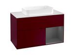 Villeroy und Boch Finion Waschtischunterschrank F251GKHB 100x60,3cm, Abdeckplatte white matt, Regal rechts Anthracite matt, Peony Matt