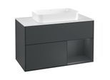 Villeroy und Boch Finion Waschtischunterschrank F251HGHG 100x60,3cm, Abdeckplatte white matt, Regal rechts Midnight Blue Matt Lacquer, Midnight Blue Matt Lacquer