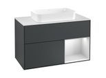 Villeroy und Boch Finion Waschtischunterschrank F251MTHG 100x60,3cm, Abdeckplatte white matt, Regal rechts White matt lacquer, Midnight Blue Matt Lacquer
