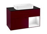 Villeroy und Boch Finion Waschtischunterschrank G252GFHB 100cm, Abdeckplatte black matt, Emotion, Regal rechts Glossy white lacquer, Peony Matt