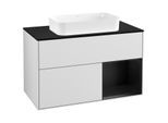 Villeroy und Boch Finion Waschtischunterschrank G252PDMT 100cm, Abdeckplatte black matt, Emotion, Regal rechts Black matt lacquer, White matt lacquer