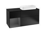 Villeroy und Boch Finion Waschtischunterschrank G272GKPD 120cm, Abdeckplatte black matt, Emotion, Regal links Anthracite matt, Black matt lacquer