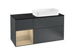 Villeroy und Boch Finion Waschtischunterschrank G272PCHG 120cm, Abdeckplatte black matt, Emotion, Regal links Oak Veneer, Midnight Blue Matt Lacquer