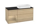 Villeroy und Boch Finion Waschtischunterschrank G272PCPC 120cm, Abdeckplatte black matt, Emotion, Regal links Oak Veneer, Oak Veneer