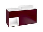 Villeroy und Boch Finion Waschtischunterschrank G271GFHB 120cm, Abdeckplatte white matt, Emotion, Regal links Glossy white lacquer, Peony Matt