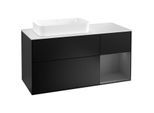 Villeroy und Boch Finion Waschtischunterschrank G281GKPD 120cm, Abdeckplatte white matt, Emotion, Regal rechts Anthracite matt, Black matt lacquer