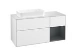 Villeroy und Boch Finion Waschtischunterschrank G281HGGF 120cm, Abdeckplatte white matt, Emotion, Regal rechts Midnight Blue Matt Lacquer, Glossy white lacquer