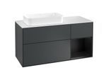 Villeroy und Boch Finion Waschtischunterschrank G281PDHG 120cm, Abdeckplatte white matt, Emotion, Regal rechts Black matt lacquer, Midnight Blue Matt Lacquer
