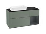 Villeroy und Boch Finion Waschtischunterschrank G282HGGM 120cm, Abdeckplatte black matt, Emotion, Regal rechts Midnight Blue Matt Lacquer, Olive Matt Lacquer