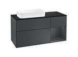 Villeroy und Boch Finion Waschtischunterschrank F282HGHG 120cm, Abdeckplatte black matt, Regal rechts Midnight Blue Matt Lacquer, Midnight Blue Matt Lacquer
