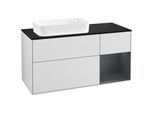 Villeroy und Boch Finion Waschtischunterschrank F282HGMT 120cm, Abdeckplatte black matt, Regal rechts Midnight Blue Matt Lacquer, White matt lacquer