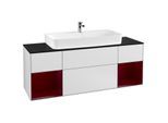 Villeroy und Boch Finion Waschtischunterschrank G212HBMT 160cm, Abdeckplatte black matt, Emotion, Regale Peony matt lacquer, White matt lacquer