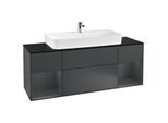 Villeroy und Boch Finion Waschtischunterschrank G212HGHG 160cm, Abdeckplatte black matt, Emotion, Regale Midnight matt lacquer, Midnight Blue Matt Lacquer