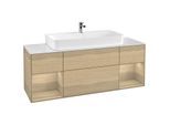 Villeroy und Boch Finion Waschtischunterschrank G211PCPC 160cm, Abdeckplatte white matt, Emotion, Regale Oak Veneer, Oak Veneer