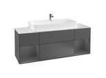 Villeroy und Boch Finion Waschtischunterschrank F211GKGK 160cm, Abdeckplatte white matt, Regale Anthracite matt lacquer, Anthracite matt