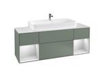 Villeroy und Boch Finion Waschtischunterschrank F211MTGM 160cm, Abdeckplatte white matt, Regale White matt lacquer, Olive Matt Lacquer