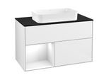 Villeroy und Boch Finion Waschtischunterschrank F242GFGF 100x60,3cm, Abdeckplatte black matt, Regal links Glossy white lacquer, Glossy white lacquer
