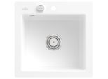 Villeroy und Boch Subway Flächenbündige Spüle 33152FRW mit Ablaufgarnitur und Exzenterbetätigung, Stone White
