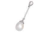 Perlenanhänger JOBO "Anhänger hängend 38 mm", weiß (weißgold 585), Schmuckanhänger, Damen, SI = kleine Einschlüsse, Diamanten Perlen Weißgold 585, Diamanten, Perlen, Weißgold 585, 14 Karat 585 Weißgold mit Perle und 14 Diamanten