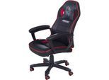 Gaming-Stuhl PHOENIX, schwarz, schwarz, B:62cm H:108,5cm T:66,5cm, Kunststoff, Metall, Polyester, Stühle, Gaming-Stuhl, rote Absetzungen, Racing Chair